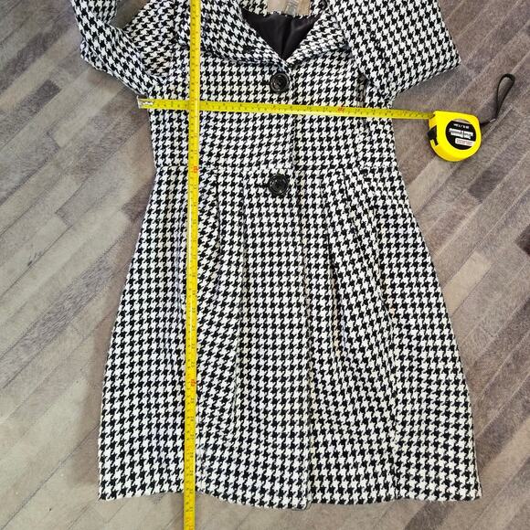 Bitten Houndstooth Wool Blend Coat Small Black & White Peacoat  Sex in the City - Picture 4 of 7